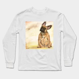 French Bulldog Tilting Its Head - Painting Long Sleeve T-Shirt